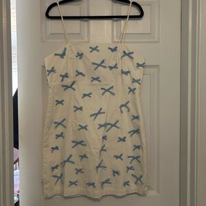 BHLDN White and Blue Mini Dress